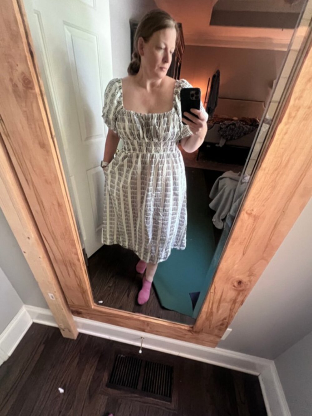 Anthropologie Maeve 100% Cotton Puff-Sleeve Smocked Midi Dress - Picture 16 of 16